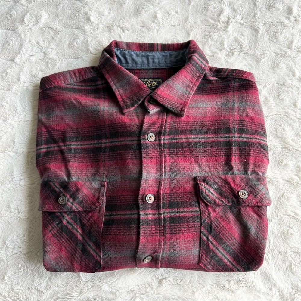 Jachs Flannel Shirt Mens XXL 2XL Red Striped Lumberjack Pocket Button Up Cotton